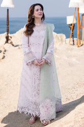 QALAMKAR - 3PC LAWN CHIKANKAARI EMBROIDERED SHIRT WITH ORGANZA EMBROIDERED DUPATTA AND TROUSER - HZG2264