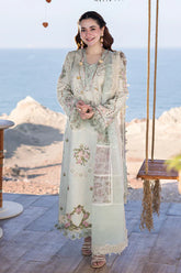 QALAMKAR - 3PC LAWN CHIKANKAARI EMBROIDERED SHIRT WITH ORGANZA EMBROIDERED DUPATTA AND TROUSER - HZG2186