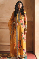 ZAINAB CHOTTANI - 3PC SHAMOZE SILK PRINTED EMBROIDERED SHIRT WITH SILK PRINTED EMBROIDERED DUPATTA AND TROUSER - HZU590