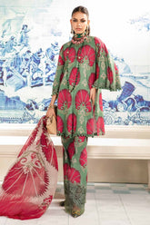 MARIA B - 3PC LAWN PRINTED SHIRT WITH DIAMOND PRINTED DUPATTA AND PRINTED TROUSER - HZG1701