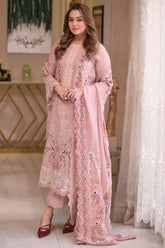 ANEELAS - 3PC LAWN EMBROIDERED SHIRT WITH COTTON NET EMBROIDERED DUPATTA AND TROUSER - HZG2778