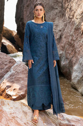 RANG RASIYA - 3PC LAWN EMBROIDERED SHIRT WITH KHADDI NET EMBROIDERED DUPATTA AND TROUSER - HZG2725