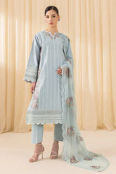 SAPPHIRE - 3PC DHANAK EMBROIDERED SHIRT WITH CHIFFON EMBROIDERED DUPATTA AND TROUSER - HZG2551