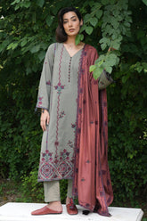 IMAGE - 3PC KHADDAR EMBROIDERED SHIRT WITH KHADDAR EMBROIDERED SHAWL AND TROUSER - HZG1966