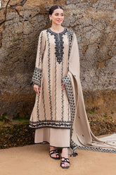 CROSS STITCH - 3PC DHANAK EMBROIDERED SHIRT WITH DHANAK EMBROIDERED DUPATTA AND TROUSER - HZU2535