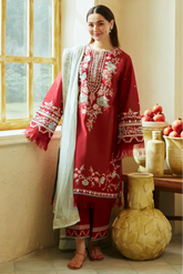 ZARA SHAHJAHAN - 3PC LAWN EMBROIDERED SHIRT WITH NET ORGANZA EMBROIDERED DUPATTA AND TROUSER - HZG2092