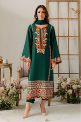 BATIK - 3PC DHANAK EMBROIDERED SHIRT WITH CHIFFON DUPATTA AND TROUSER - HZU2591