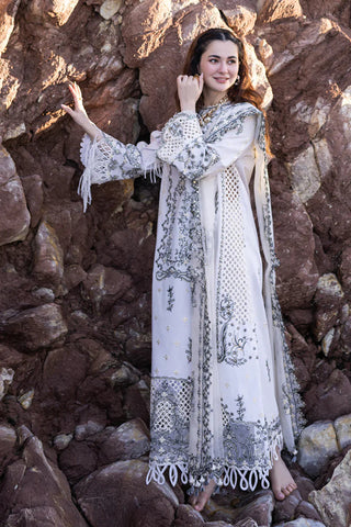 QALAMKAR - 3PC LAWN SEQUIN CHIKANKAARI EMBROIDERED SHIRT WITH COTTON NET SEQUIN EMBROIDERED DUPATTA AND TROUSER - HZG2215