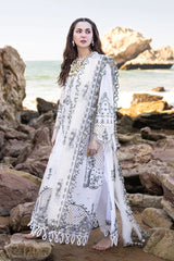 QALAMKAR - 3PC LAWN SEQUIN CHIKANKAARI EMBROIDERED SHIRT WITH COTTON NET SEQUIN EMBROIDERED DUPATTA AND TROUSER - HZG2215