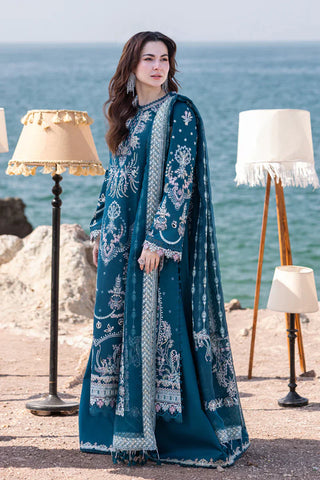 QALAMKAR - 3PC DHANAK SEQUIN EMBROIDERED SHIRT WITH CHIFFON EMBROIDERED DUPATTA AND TROUSER - HZG1740