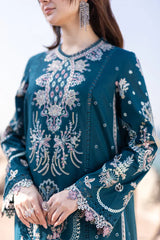 QALAMKAR - 3PC LAWN SEQUIN EMBROIDERED SHIRT WITH COTTON NET EMBROIDERED DUPATTA AND TROUSER - HZG2703