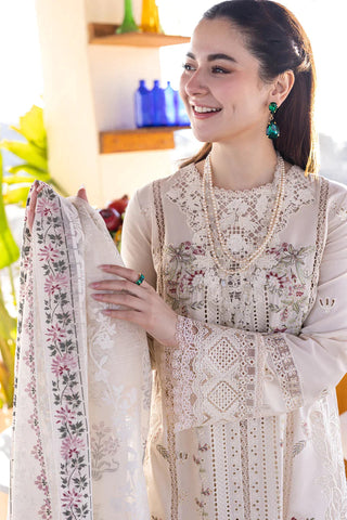 QALAMKAR - 3PC LAWN CHIKANKAARI EMBROIDERED SHIRT WITH ORGANZA EMBROIDERED DUPATTA AND TROUSER - HZG2188