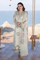 QALAMKAR - 3PC LAWN EMBROIDERED SHIRT WITH ORGANZA PRINTED DUPATTA AND TROUSER - HZG2737
