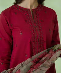 SAPPHIRE - 3PC DHANAK EMBROIDERED SHIRT WITH PRINTED DUPATTA & TROUSER - HZG1245