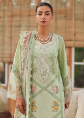 CRIMSON - 3PC LAWN CHIKANKAARI EMBROIDERED SHIRT WITH CHIFFON PRINTED DUPATTA AND TROUSER - HZG2772