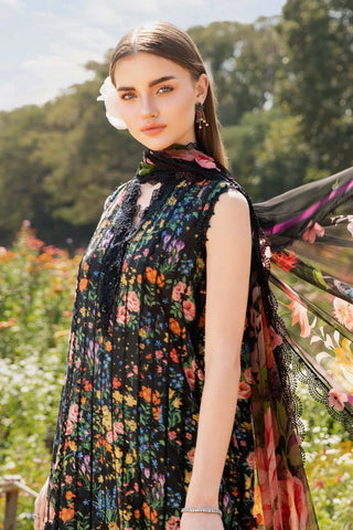 MARIA B - 3PC LAWN PRINTED EMBROIDERED SHIRT WITH CHIFFON PRINTED DUPATTA AND LAWN TROUSER - HZG2150