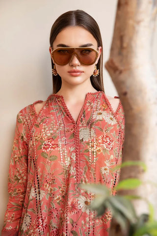 MARIA B - 3PC LAWN PRINTED EMBROIDERED SHIRT WITH CHIFFON PRINTED DUPATTA AND LAWN TROUSER - HZG2153