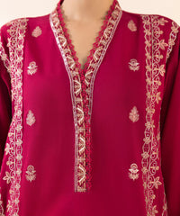 SAPPHIRE - 3PC DHANAK EMBROIDERED SHIRT WITH DHANAK EMBROIDERED SHAWL AND TROUSER - HZG1925