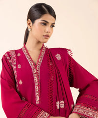 SAPPHIRE - 3PC DHANAK EMBROIDERED SHIRT WITH DHANAK EMBROIDERED SHAWL AND TROUSER - HZG1925