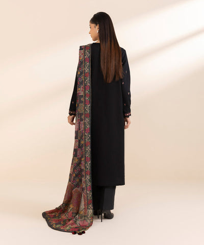 SAPPHIRE - 3PC DHANAK EMBROIDERED SHIRT WITH TWILL PRINTED SHAWL  AND TROUSER - HZG2015