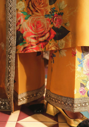 ZAINAB CHOTTANI - 3PC SHAMOZE SILK PRINTED EMBROIDERED SHIRT WITH SILK PRINTED EMBROIDERED DUPATTA AND TROUSER - HZU590