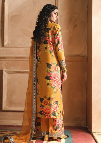 ZAINAB CHOTTANI - 3PC SHAMOZE SILK PRINTED EMBROIDERED SHIRT WITH SILK PRINTED EMBROIDERED DUPATTA AND TROUSER - HZU590