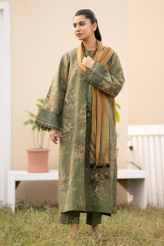 BAROQUE - 3PC KHADDAR PRINTED SHIRT WITH KHADDAR PRINTED DUPATTA AND TROUSER - HZG1455