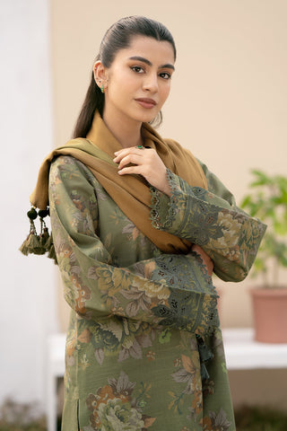 BAROQUE - 3PC KHADDAR PRINTED SHIRT WITH KHADDAR PRINTED DUPATTA AND TROUSER - HZG1455