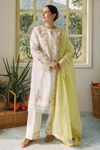 ZARA SHAHJAHAN - 3PC LAWN EMBROIDERED SHIRT WITH NET ORGANZA EMBROIDERED DUPATTA AND TROUSER - HZG2091