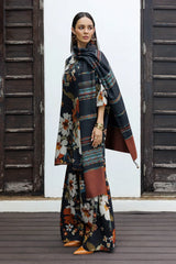 BAROQUE - 3PC KARANDI PRINTED SHIRT WITH KARANDI PRINTED SHAWL AND TROUSER - HZG3138