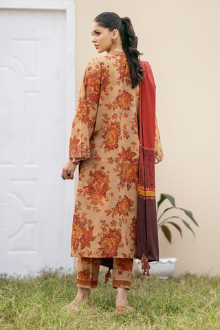 BAROQUE - 3PC KHADDAR PRINTED SHIRT WITH KHADDAR PRINTED DUPATTA AND TROUSER - HZG1458