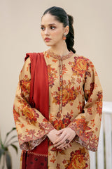 BAROQUE - 3PC KHADDAR PRINTED SHIRT WITH KHADDAR PRINTED DUPATTA AND TROUSER - HZG1458