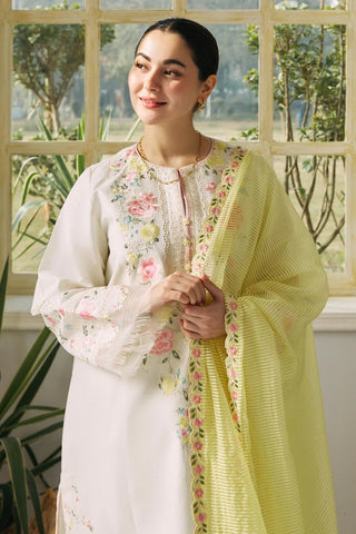 ZARA SHAHJAHAN - 3PC LAWN EMBROIDERED SHIRT WITH NET ORGANZA EMBROIDERED DUPATTA AND TROUSER - HZG2091