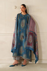 BAROQUE - 3PC KARANDI PRINTED SHIRT WITH KARANDI PRINTED SHAWL AND TROUSER - HZG3150