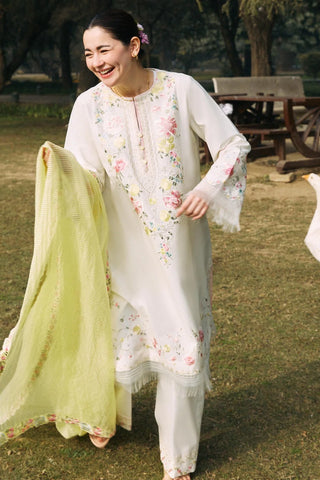 ZARA SHAHJAHAN - 3PC LAWN EMBROIDERED SHIRT WITH NET ORGANZA EMBROIDERED DUPATTA AND TROUSER - HZG2091