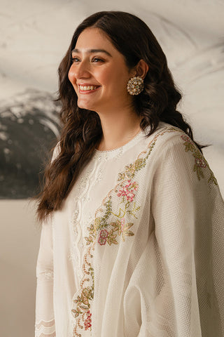CROSS STITCH - 3PC LAWN EMBROIDERED SHIRT WITH CHECK NET DUPATTA AND TROUSER - HZG1612