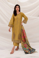 BATIK - 3PC LAWN EMBROIDERED SHIRT WITH MANAAR PRINTED DUPATTA & TROUSER - HZG1244