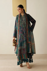 JAZMIN - 3PC KARANDI PRINTED SHIRT WITH KARANDI PRINTED SHAWL AND TROUSER - HZG3134