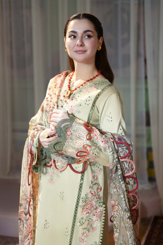 JADE - 3PC LAWN EMBROIDERED SHIRT WITH CHIFFON PRINTED DUPATTA AND TROUSER - HZG2298