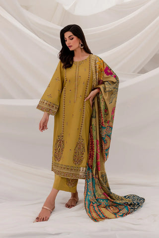 BATIK - 3PC LAWN EMBROIDERED SHIRT WITH MANAAR PRINTED DUPATTA & TROUSER - HZG1244