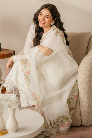 CROSS STITCH - 3PC LAWN EMBROIDERED SHIRT WITH CHECK NET DUPATTA AND TROUSER - HZG1612
