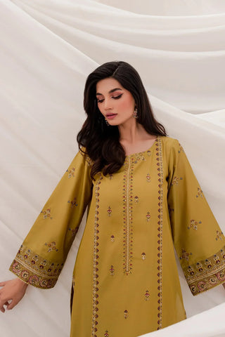 BATIK - 3PC DHANAK EMBROIDERED SHIRT WITH TWILL PRINTED SHAWL & TROUSER - HZG2552