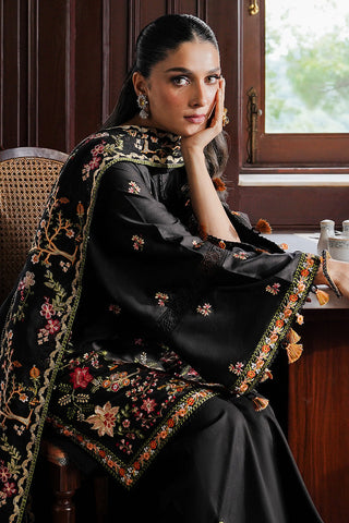 CROSS STITCH - 3PC DHANAK EMBROIDERED SHIRT WITH DHANAK EMBROIDERED SHAWL AND TROUSER - HZG1804