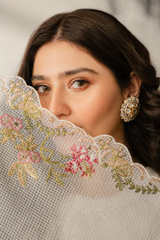 CROSS STITCH - 3PC LAWN EMBROIDERED SHIRT WITH CHECK NET DUPATTA AND TROUSER - HZG1612