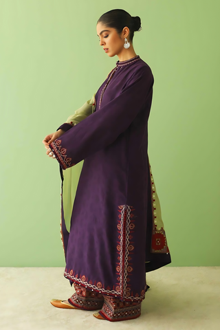 ZARA SHAH JAHAN - 3PC DHANAK EMBROIDERED SHIRT WITH DHANAK EMBROIDERED DUAPTTA AND TROUSER - HZG1389