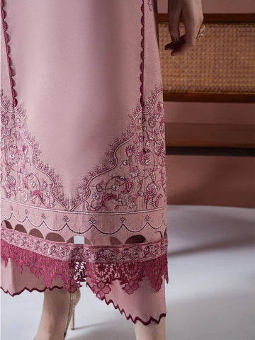 ASIM JOFA - 3PC DHANAK EMBROIDERED SHIRT WITH DHANAK EMBROIDERED SHAWL AND TROUSER - HZG2377