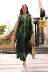 CHARIZMA - 3PC DHANAK EMBROIDERED SHIRT TWILL PRINTED SHAWL AND TROUSER - HZG3159
