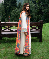 SAPPHIRE - 3PC DHANAK EMBROIDERED SHIRT WITH TWILL PRINTED SHAWL AND TROUSER - HZG1897