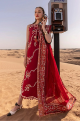 CRIMSON - 3PC LAWN EMBROIDERED SHIRT WITH CHIFFON EMBROIDERED DUPATTA AND TROUSER - HZG2711