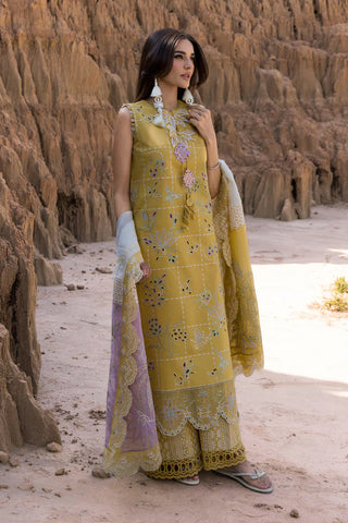 RANG RASIYA - 3PC DHANAK EMBROIDERED SHIRT WITH KHADI NET EMBROIDERED DUPATTA AND TROUSER - HZG2400